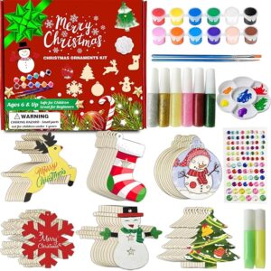 60pcs Unfinished Wood Cutouts Painting Kit, DIY Ornament Crafts for Adults