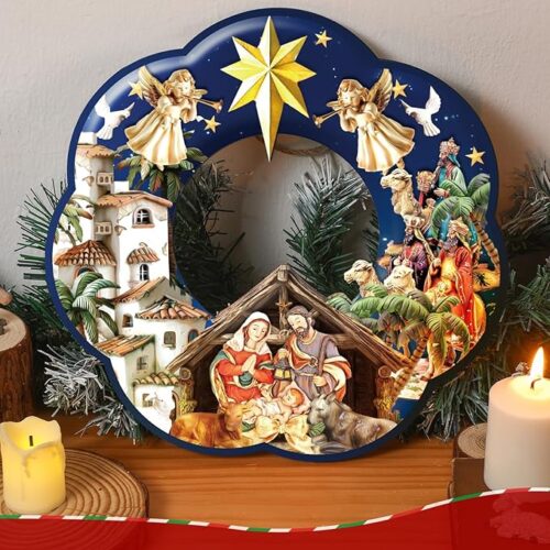Holy Family Wreath Decorations Christmas Front Door