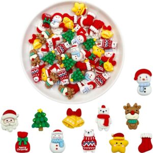 Christmas Resin Charms, 55Pcs Resin Flatback Assorted