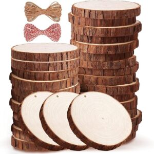 30 Pcs 2.4-2.8 Inch Natural Wood Rounds Wooden Circles