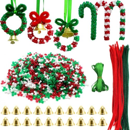 1 1570 PCS Christmas Beaded Ornament Kit Christmas Tri-Shaped Beads