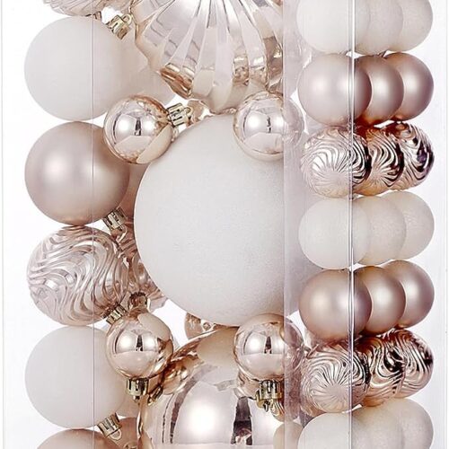 50 pcs Christmas Extra Large Tree Shatterproof Ornaments-Champagne