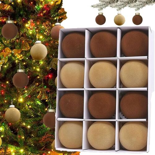 1 12Pcs Velvet Christmas Balls Christmas Tree Decorations