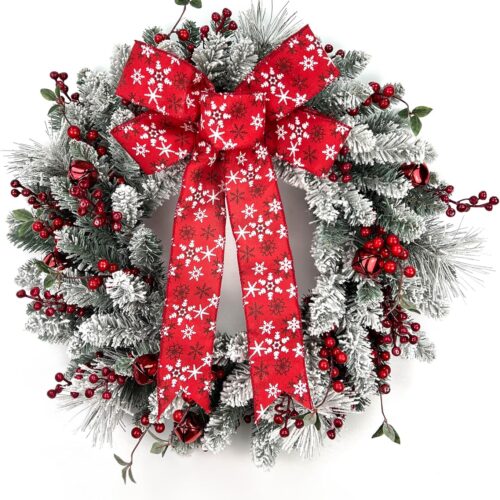 Christmas Wreaths for Front Door 24“ Artificial Wreath Adorned with Pine Branches