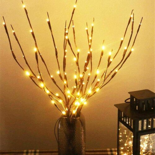 3pcs Lighted Artificial LED Branch Lights with Timer Battery Operated Fairy Spirit Decorative Twig Tree (29inch, Auto 6H ON/18H Off, Warm White)