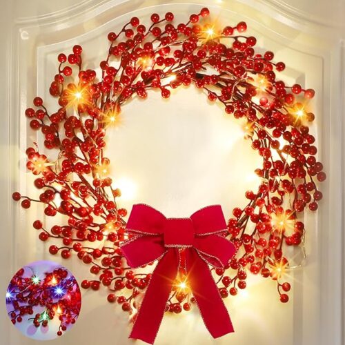 Dual Color Change&Timer 8 Modes Lighted Christmas Wreaths