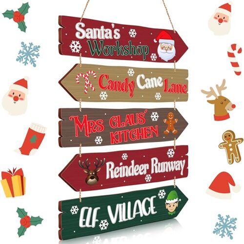 Christmas Hanging Arrow Sign Wood Christmas Decorations