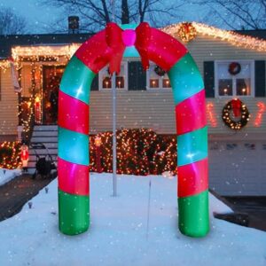 8 Ft LED Light Up Inflatable Christmas Candy Archway with Bow