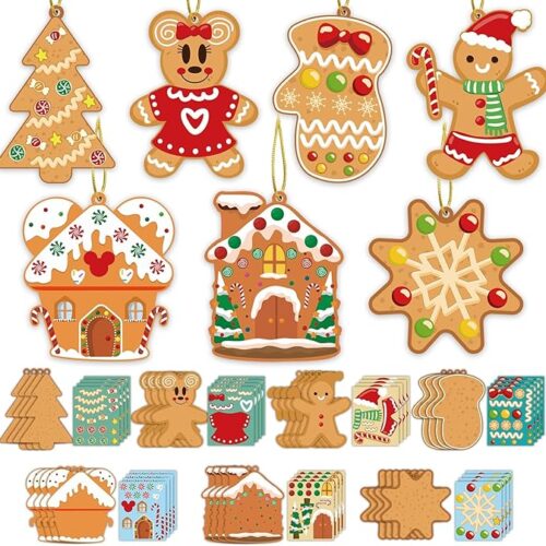 28pcs DIY Christmas Cutouts with Gingerbread Cookies Man House Christmas Stickers
