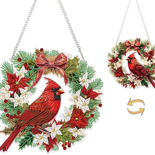 Christmas Diamond Art Hanging Kit for Adult, DIY Acrylic Diamonds Painting Ornament