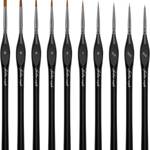 Detail Paint Brushes Set 10pcs Miniature Brushes for Fine Detailing & Art Painting 40k