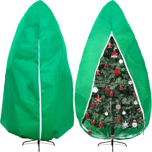 Upright Christmas Tree Storage Bag with Zipper and Drawstring(Green)