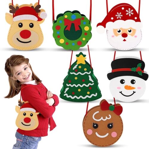 1 Sewing Kit for Kids Christmas Toddlers Felt Bags DIY Set for Girls and Boys