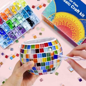 Tealight Candle Holder for Home Lighting Decor, Glass Mosaic Candle Holder Kit