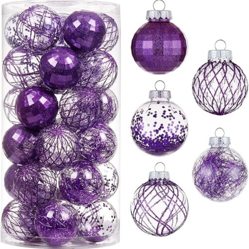 1 30ct Christmas Ball Ornaments-60mm/2.36" Shatterproof Clear Plastic Xmas Balls
