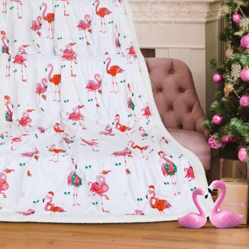 Christmas Flamingo Gifts Pink Flamingo Blanket Soft and Warm 60 x 50