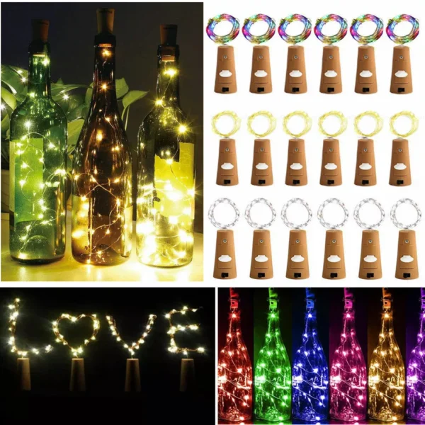 10 Pack Wine Bottle Fairy String Lights 20 LED Battery Cork For Party Wedding 2M 1