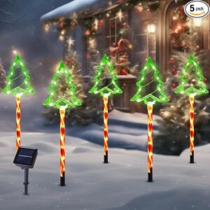 8 Modes Xmas Tree Candy Lights Waterproof Led Garden Stake Lights for Walkway