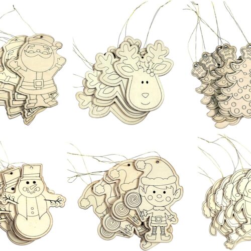 Friendly DIY Holiday Christmas Themed Ornaments - Decorate Your Own | 30 Ornaments Ready to Color or Paint