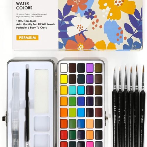 Watercolor Paint Set, Great for Painting, 50 Colors, Detail Paint Brush Included