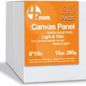 Canvas Boards for Painting 40 Pack, 8 inch x 10 inch Super Value Pack, Artist Canvas Panels for Oil & Acrylic Painting