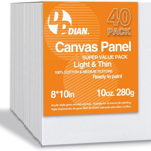 Canvas Boards for Painting 40 Pack, 8 inch x 10 inch Super Value Pack, Artist Canvas Panels for Oil & Acrylic Painting