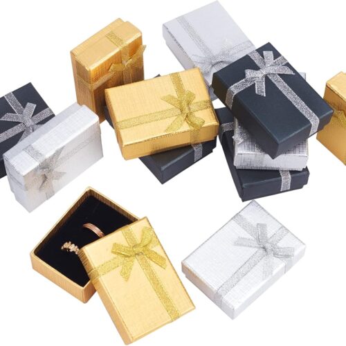 1 12pcs Christmas Gift Box, 2.7x2x1 Inch Jewelry Gift Boxes Metallic Display Boxes Small Earring Box