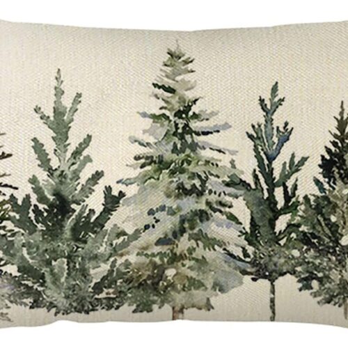 Christmas Winter Trees Lumbar Throw Pillow Cover, 12 x 20 Inch Xmas Winter Holiday Party Cushion Case Decoration for Sofa Couch