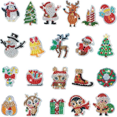 21PCS Diamond Art Painting Stickers Kits for Adult,Christmas Santa Claus Easy Diamond Art Mosaic Stickers