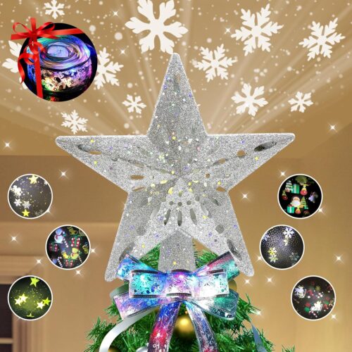 Christmas Tree Topper Star Lighted with 6 Projection Modes