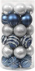 Christmas Ball Ornaments 30ct, 60mm/2.36" Blue and Silver Shatterproof