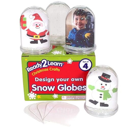 1 Design Your Own Snow Globes - Set of 4 - Christmas Snow Globes for Kids