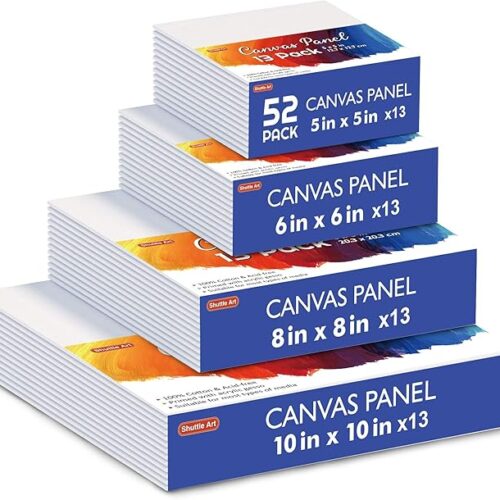1 Shuttle Art Painting Canvas Panel, 52 Multi Pack, 5x5, 6x6, 8x8, 10x10 inch (13 PCS of Each)