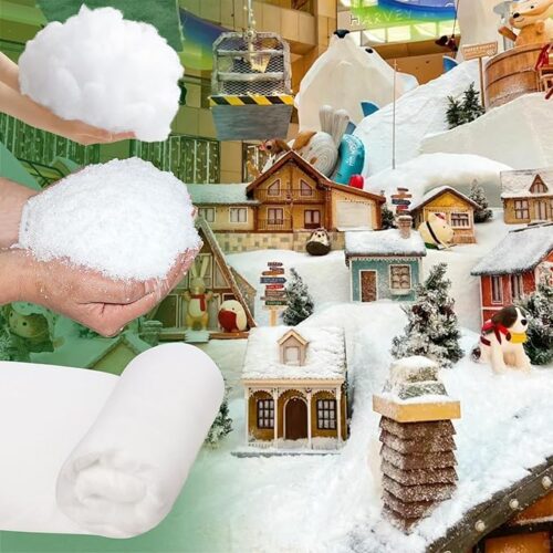 1 Christmas Fake Snow 3-Piece Set Decorations, Snow Blanket Roll, Artificial Snowflakes