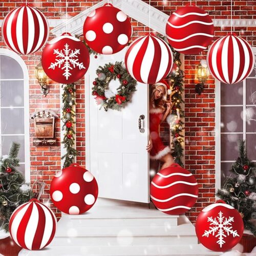 2 10 Pcs Christmas Inflatable Balls Decorations 9 Inch PVC Inflatable Balls Winter Snowman
