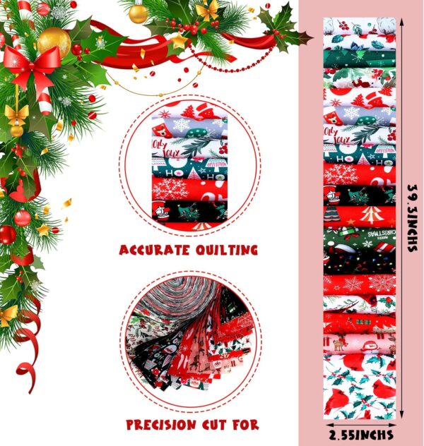 40 Pcs Christmas Jelly Fabric for Quilting Strips Cotton Roll, 2.55 Inch Xmas Fabric Strips 5