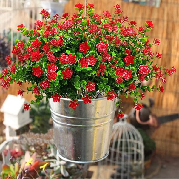 10 Bundles Artificial Fake Flowers, Faux Outdoor Plastic Plants UV Resistant 5