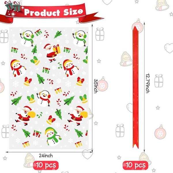 10 PCS Christmas Cellophane Wrap Bags, 24” X 35” Inch X-Large Christmas Gift Basket Bags 5