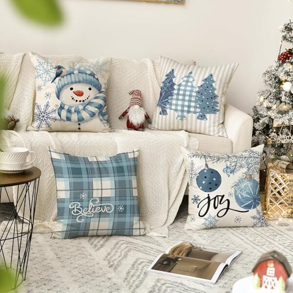 18 x 18 Inch Xmas Tree Winter Holiday Buffalo Plaid Cushion Case Decoration 5