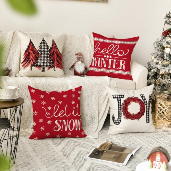 8 x 18 Inch Merry Christmas Trees Mottos Red Throw Pillow Covers 5