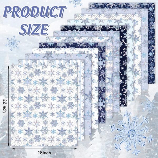 12Pcs Winter Cotton Fabric Bundles Blue Purple Snowflake Fat Quarter Xmas 5