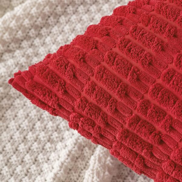 Pack of 2 Red Corduroy Decorative Christmas Pillow Covers 18x18 Inch 6
