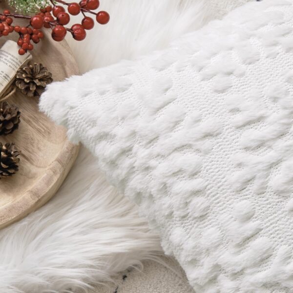 Pure White Throw Pillow Covers Set of 2 Christmas Snowflakes Decorative Pillow Covers 18x18 Inch 5