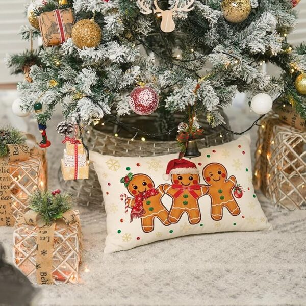 Christmas Gingerbread Man Snowflake Throw Pillow Cover, 12 x 20 Inch 5