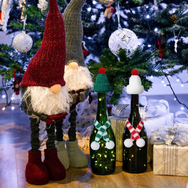 96 Pcs Mini Christmas Hats and Mini Scarf Set, Mini Knitting Doll Hat Scarf Santa 5