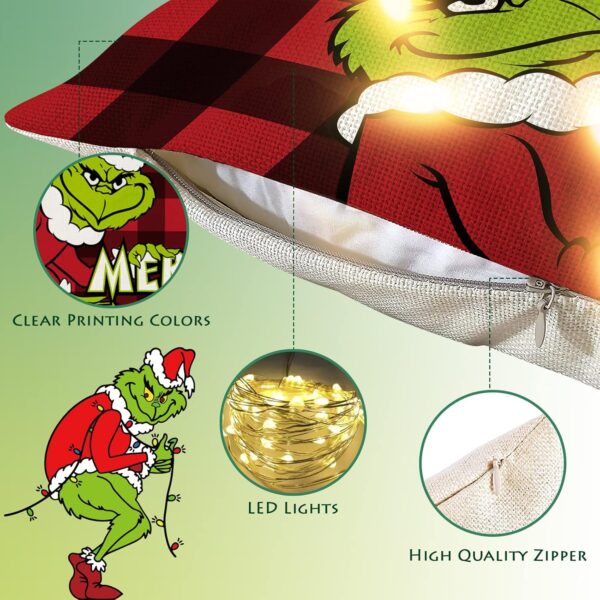 Christmas Pillow Covers with LED Lights 18x18 Inch Set of 4 for Christmas Decor 5