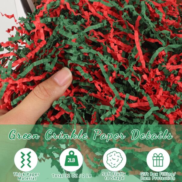 2 LB Crinkle Cut Paper Shred Filler, Red & Green 5