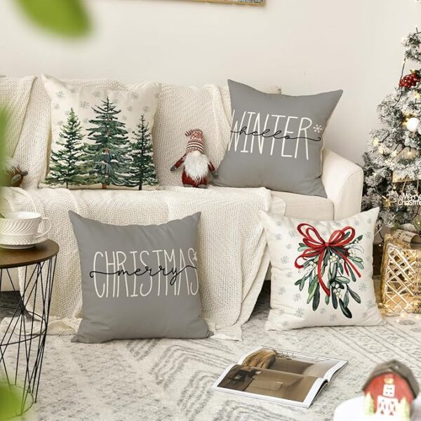 16 x 16 Inch Mistletoe Pine Spruce Holiday Cushion Case Decoration 5