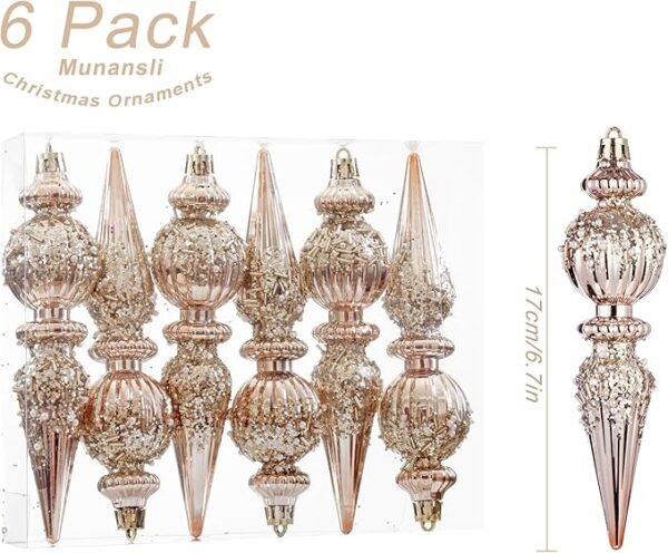 6 Pack Christmas Ornaments Set, Champagne Plastic Shatterproof Christmas Ball 5