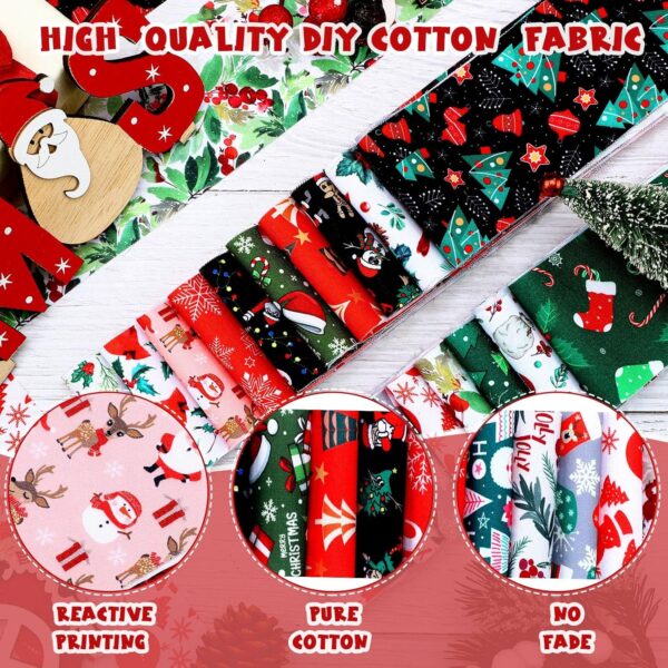40 Pcs Christmas Jelly Fabric for Quilting Strips Cotton Roll, 2.55 Inch Xmas Fabric Strips 4